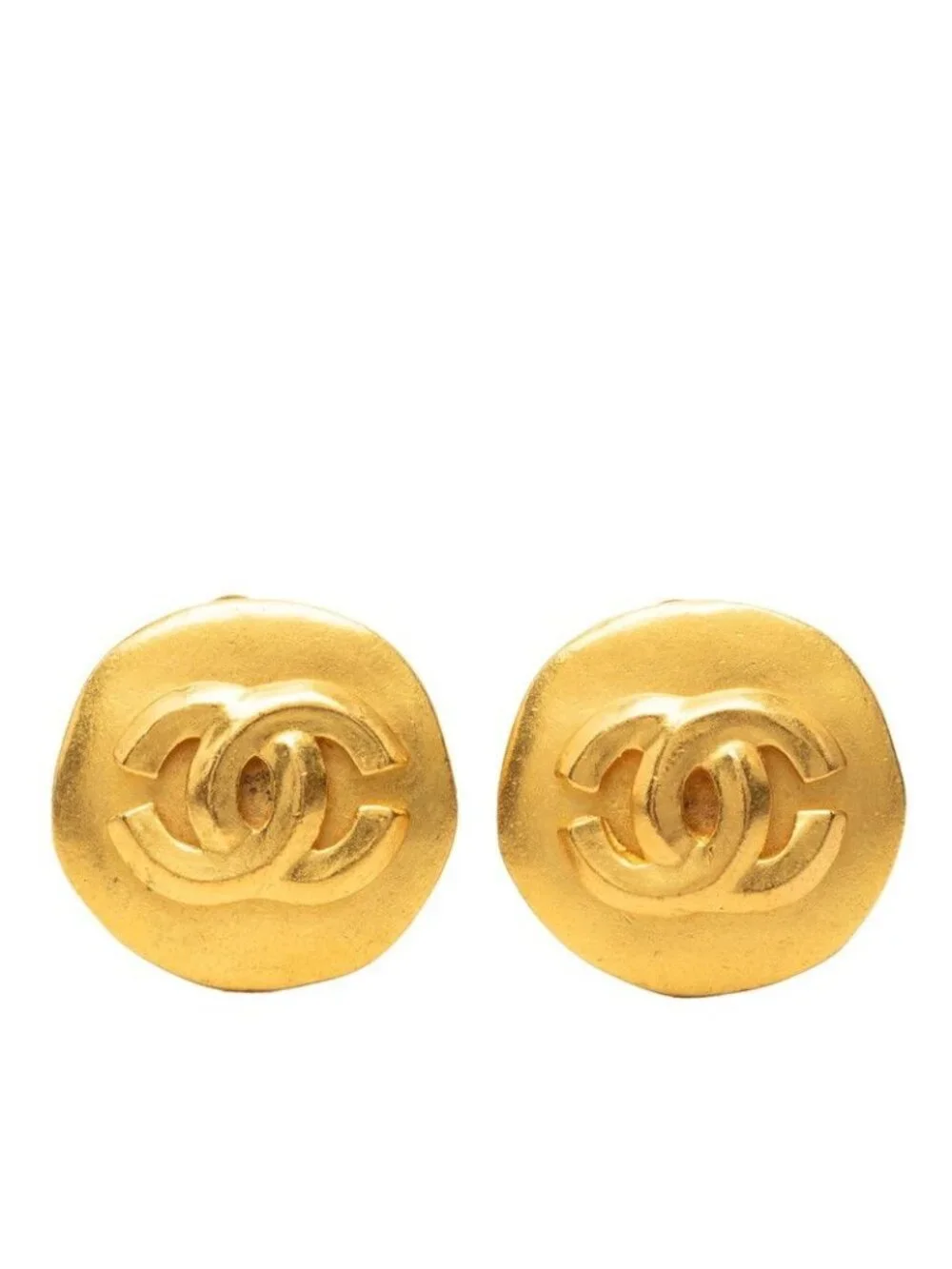 Chanel Vintage CC Logo Earrings Gold Plated